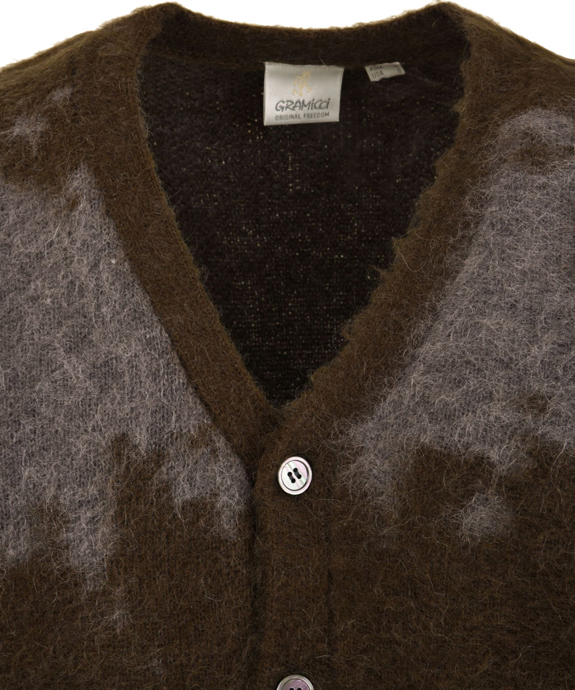 Cardigan Mohair Splatter GRAMICCI Uomo - Marrone