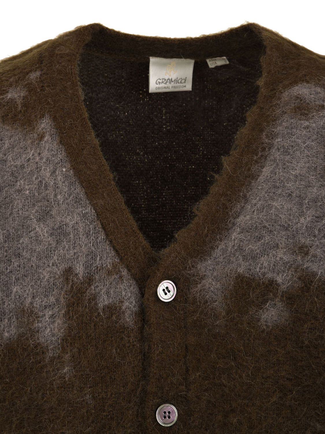 Cardigan Mohair Splatter GRAMICCI Uomo - Marrone