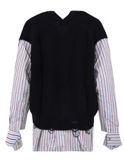 Cardigan in maglia a costa inglese SOLOTRE Donna - Blu/Black