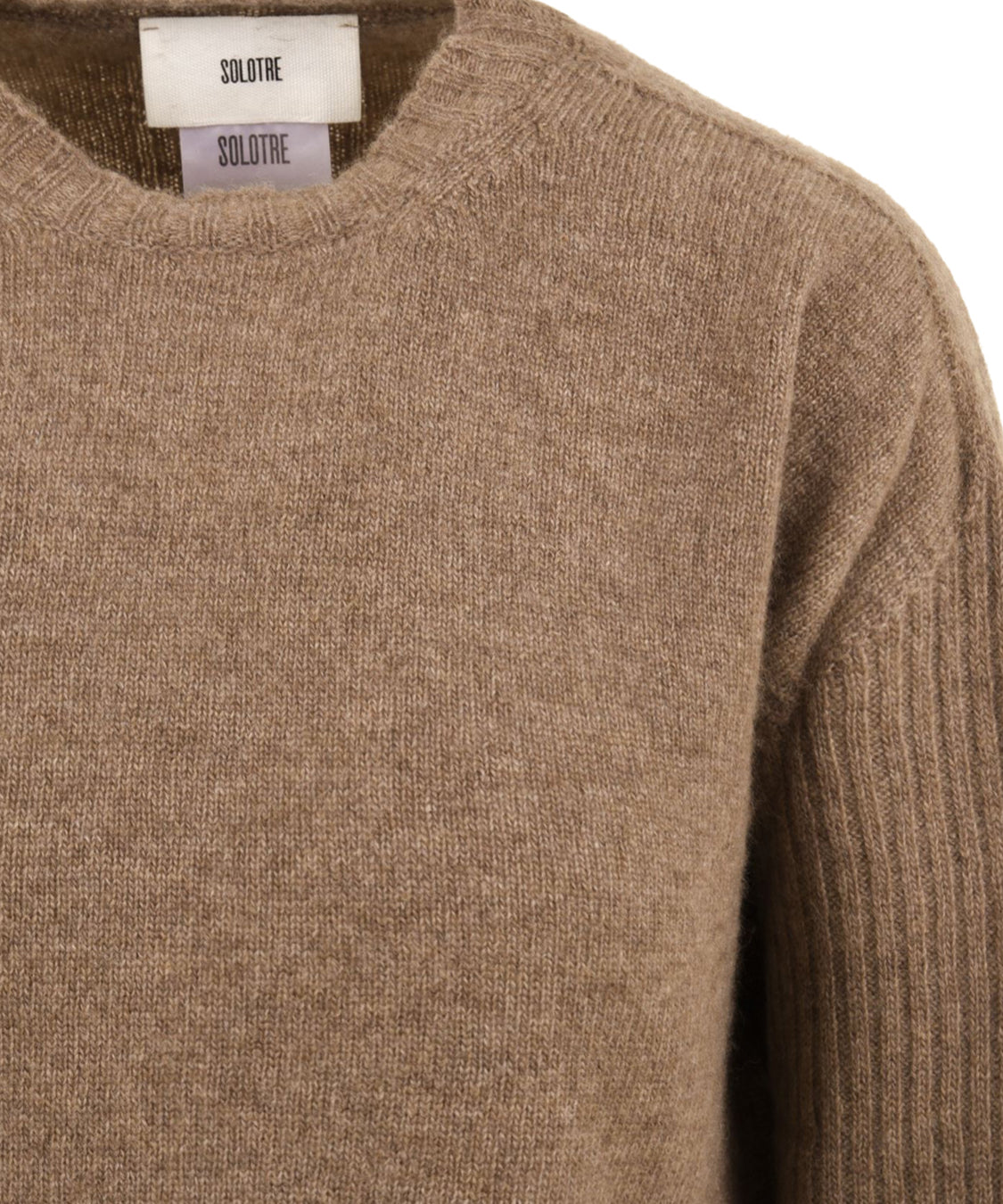 Maglione girocollo con maniche a costa SOLOTRE Donna - Marrone