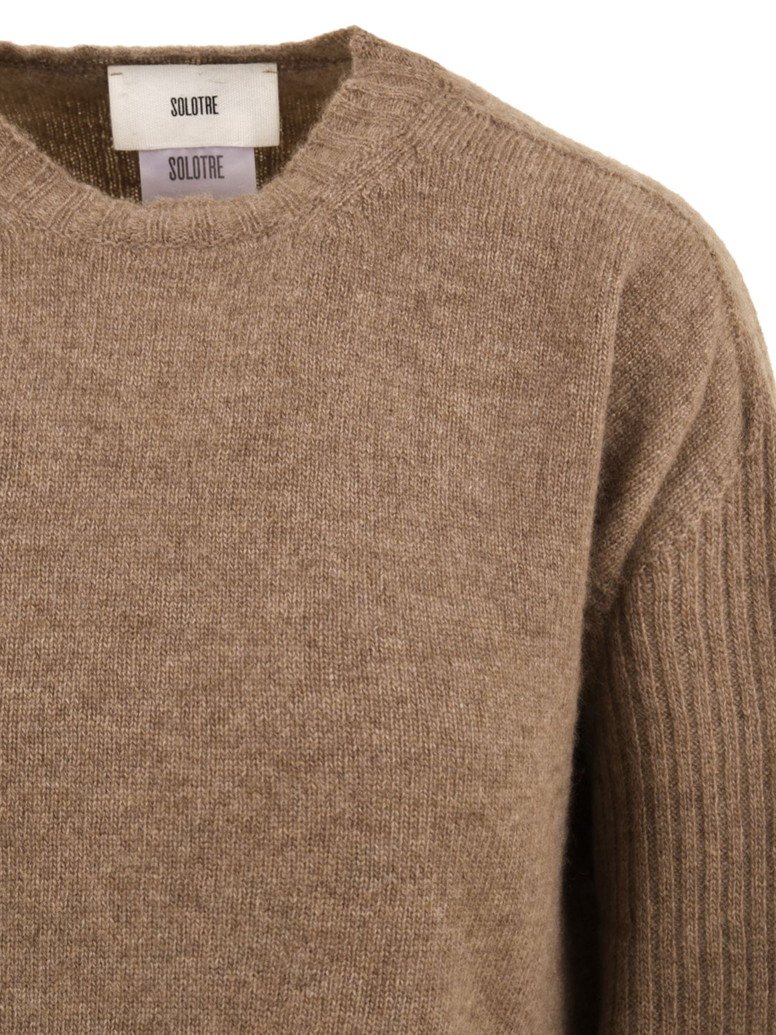 Maglione girocollo con maniche a costa SOLOTRE Donna - Marrone