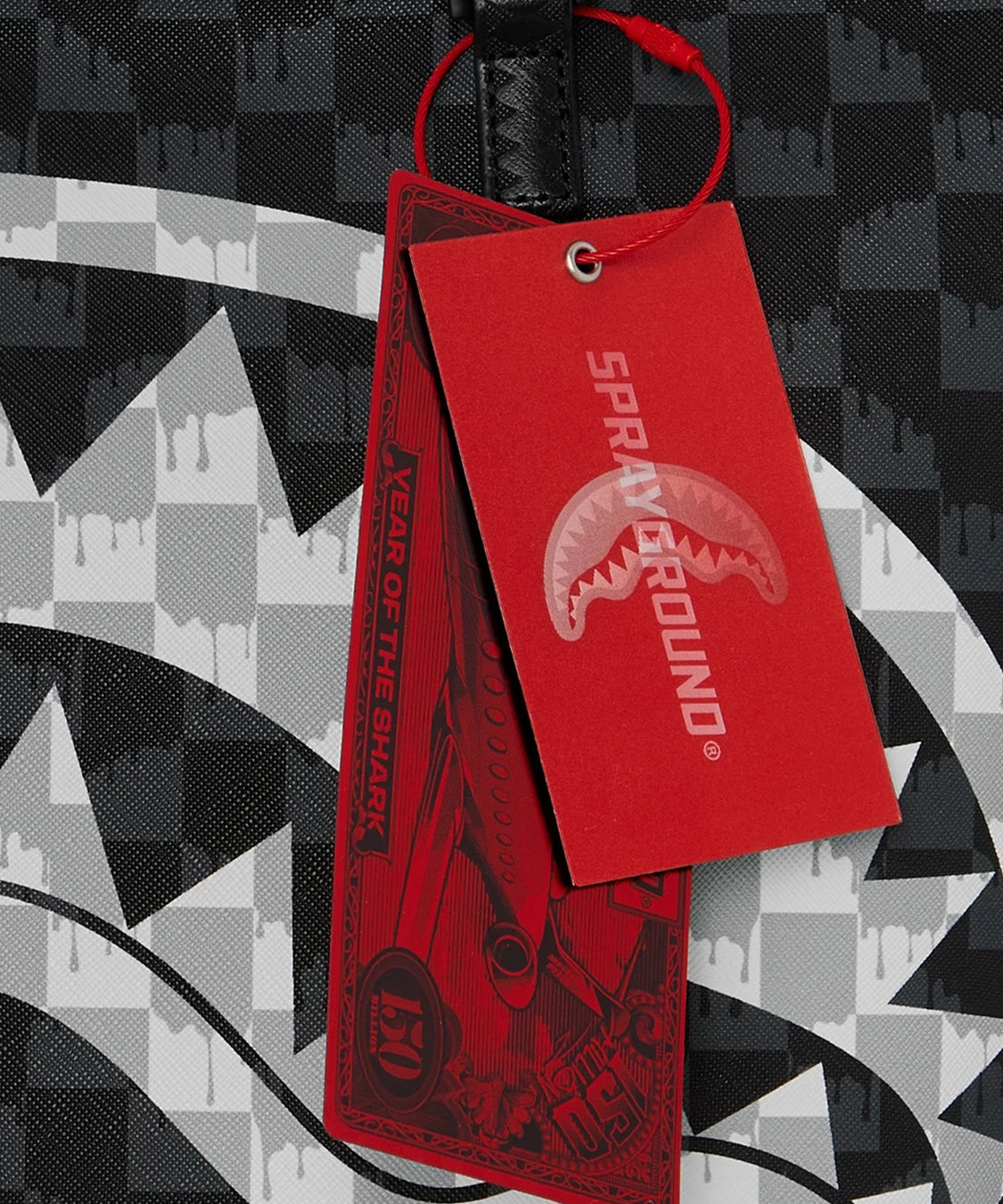 Borsa Black And White Drip Check Shark SPRAYGROUND Unisex - Nero