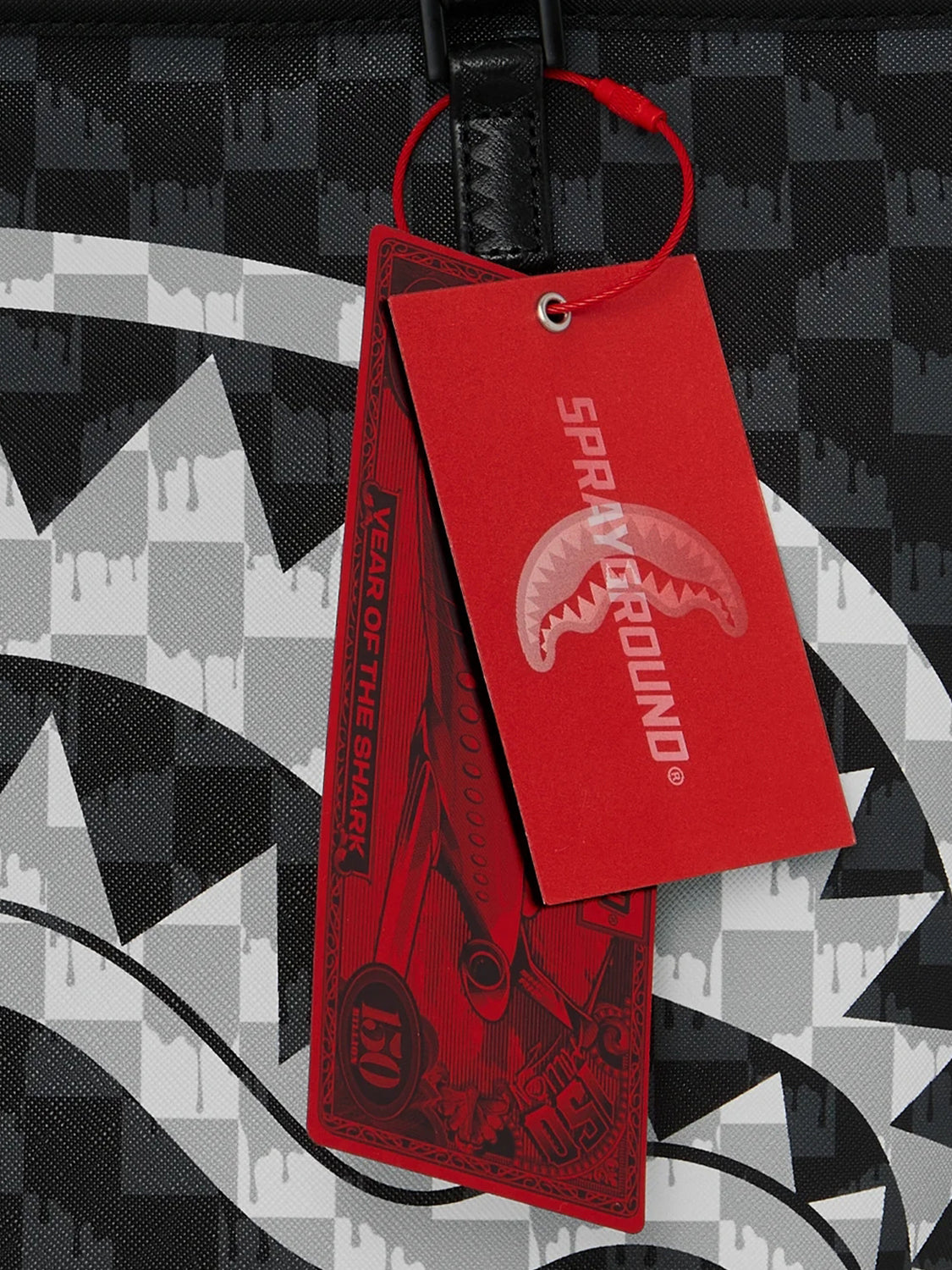Borsa Black And White Drip Check Shark SPRAYGROUND Unisex - Nero
