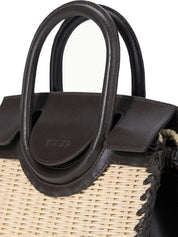 Borsa a mano con tracolla Maude Mini Wicker Carryall STAUD Donna - Marrone