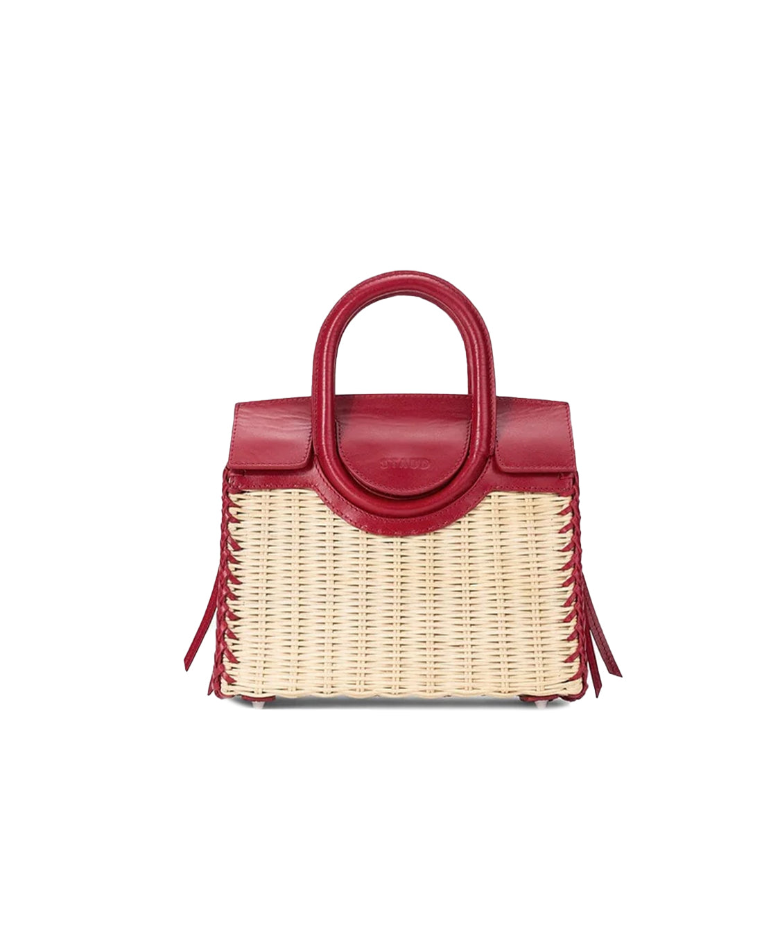 Borsa a mano con tracolla Maude Mini Wicker Carryall STAUD Donna - Rosso