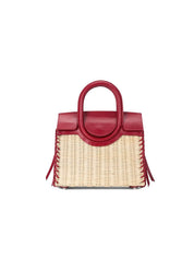 Borsa a mano con tracolla Maude Mini Wicker Carryall STAUD Donna - Rosso