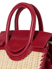 Borsa a mano con tracolla Maude Mini Wicker Carryall STAUD Donna - Rosso