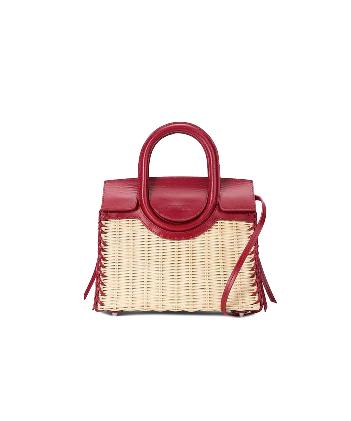 Borsa a mano con tracolla Maude Mini Wicker Carryall STAUD Donna - Rosso
