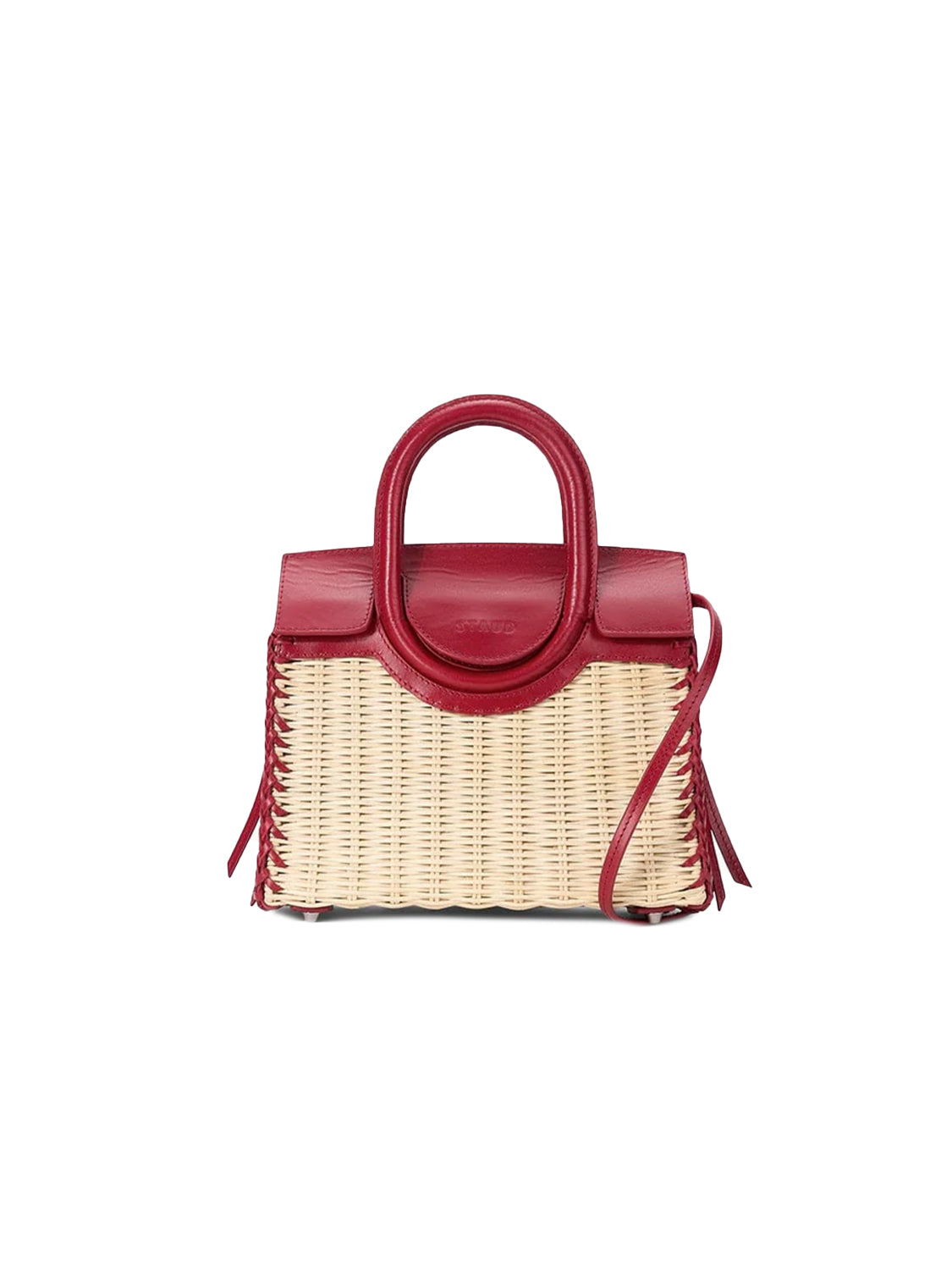 Borsa a mano con tracolla Maude Mini Wicker Carryall STAUD Donna - Rosso