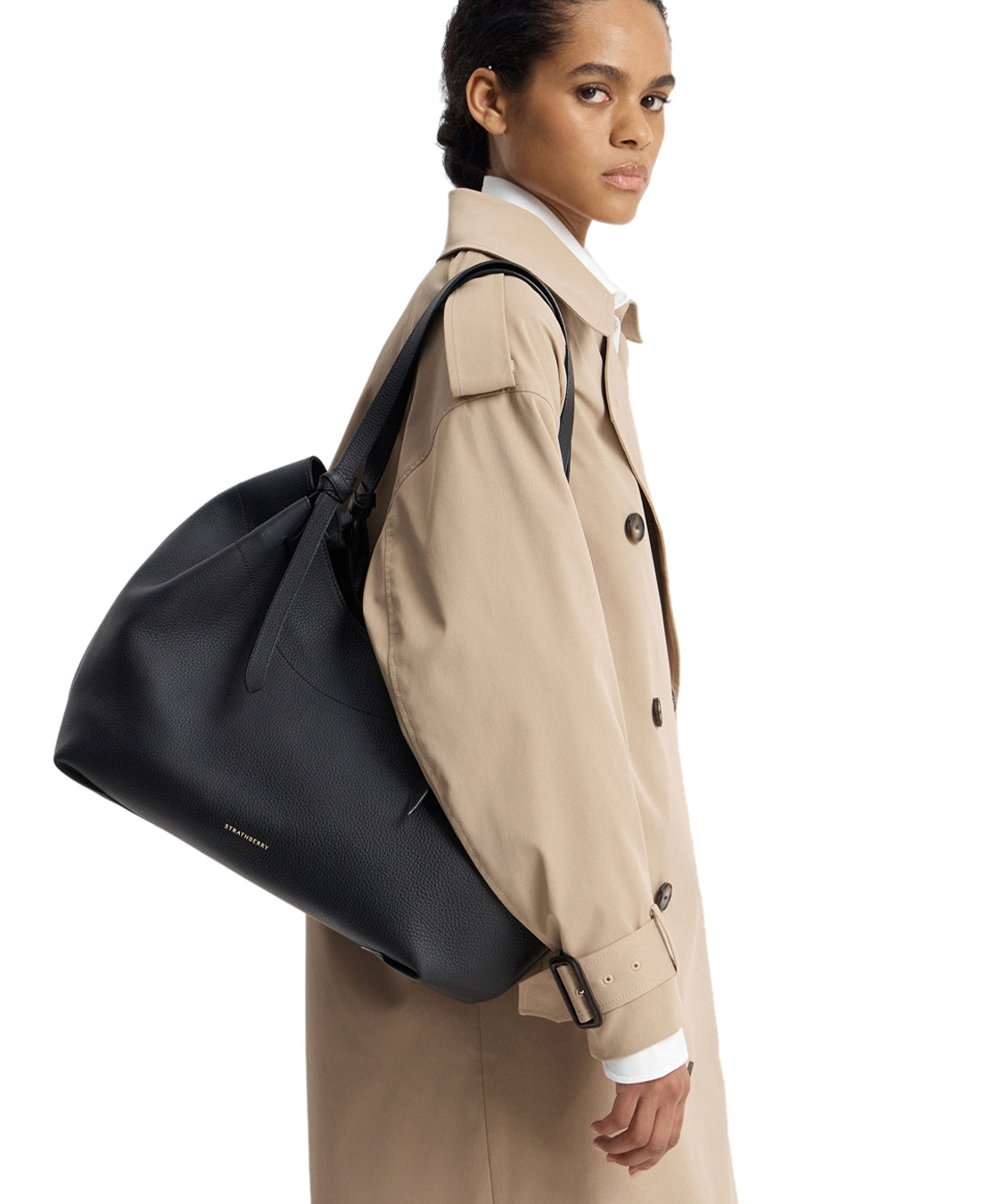 Borsa a spalla Barra Tote Grain STRATHBERRY Donna - Nero