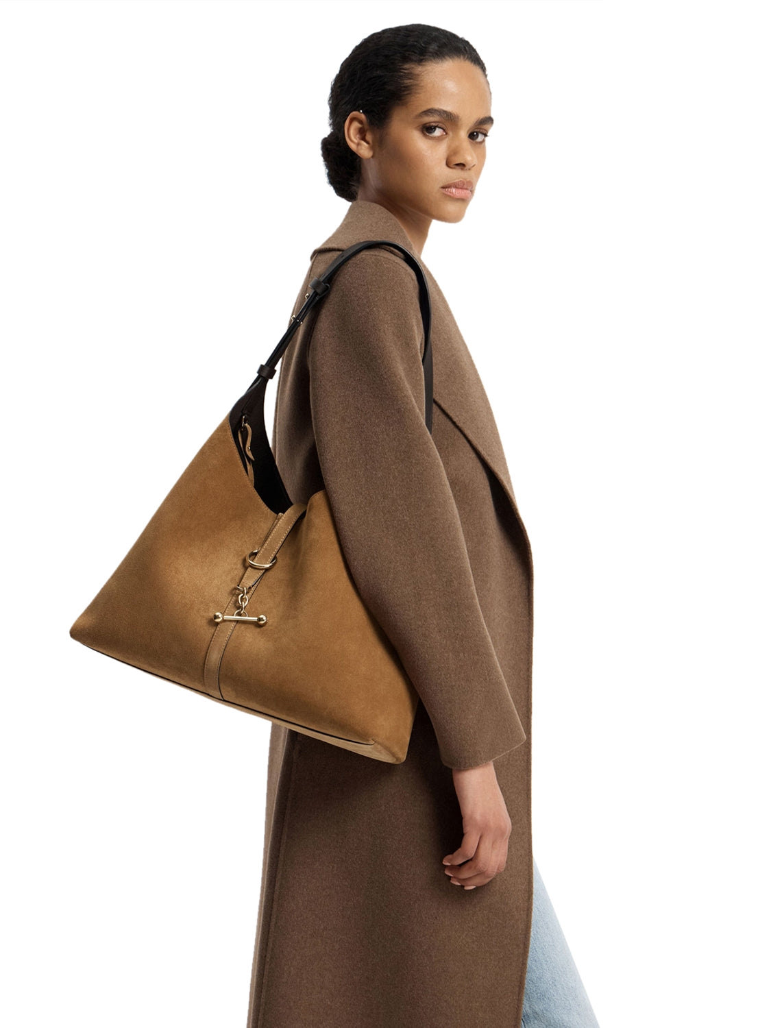 Borsa a spalla Kite Hobo Maxi Suede Bi STRATHBERRY Donna - Toffee/Espresso