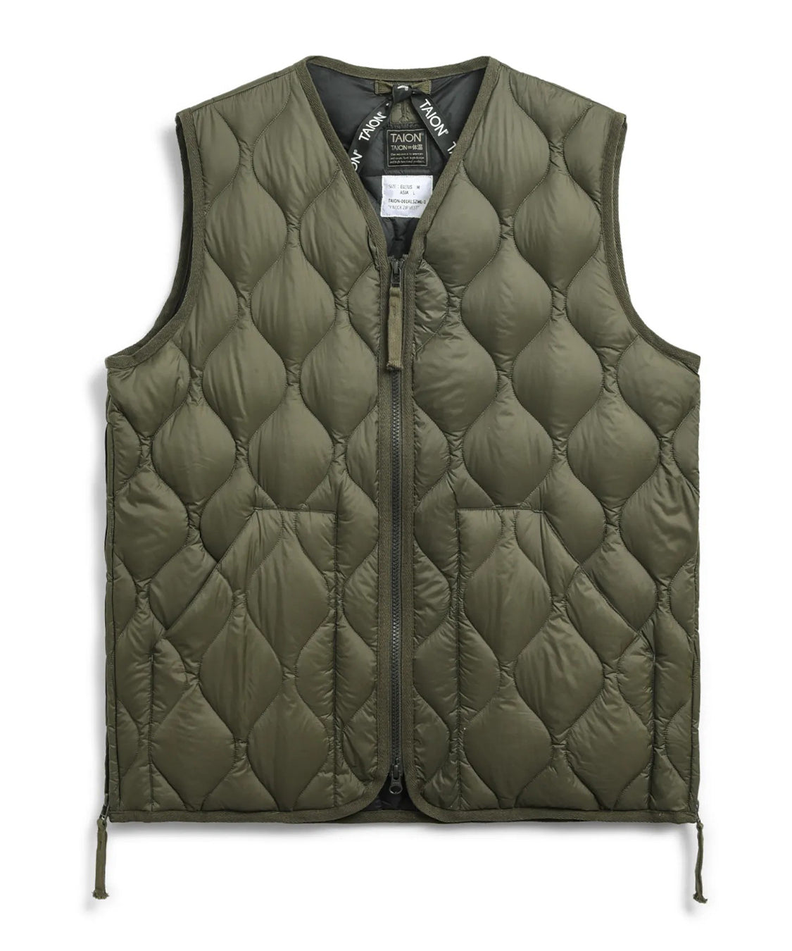 Gilet Military V Neck W-Zip Down TAION Unisex - Verde