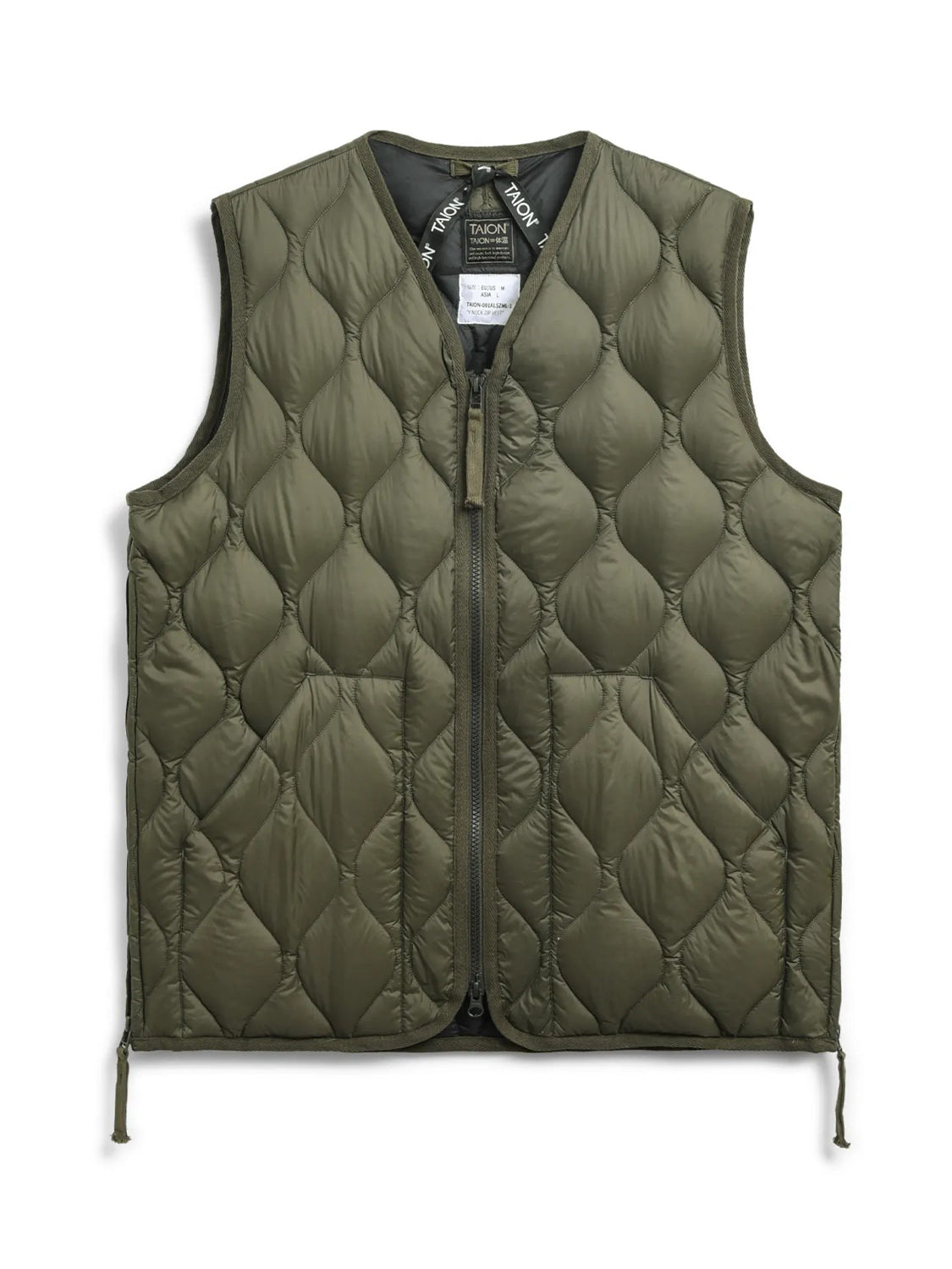 Gilet Military V Neck W-Zip Down TAION Unisex - Verde