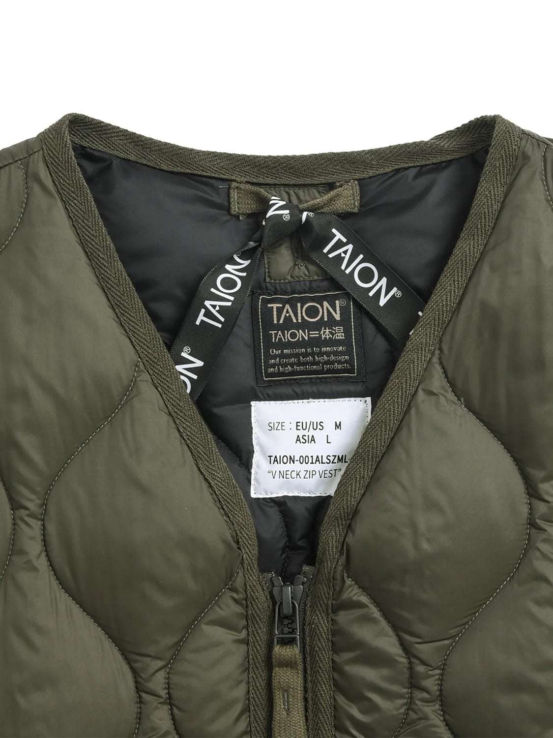 Gilet Military V Neck W-Zip Down TAION Unisex - Verde
