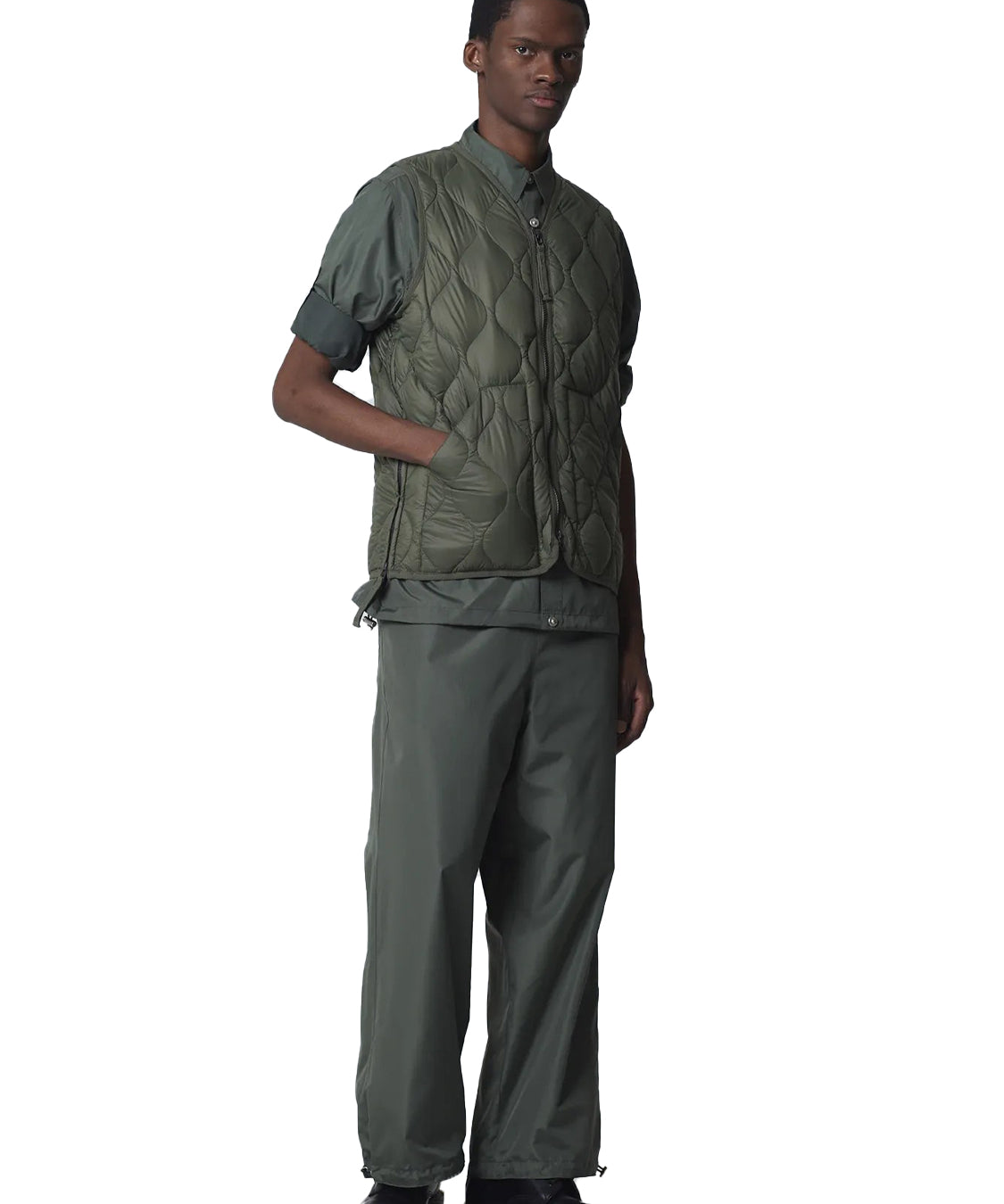 Gilet Military V Neck W-Zip Down TAION Unisex - Verde