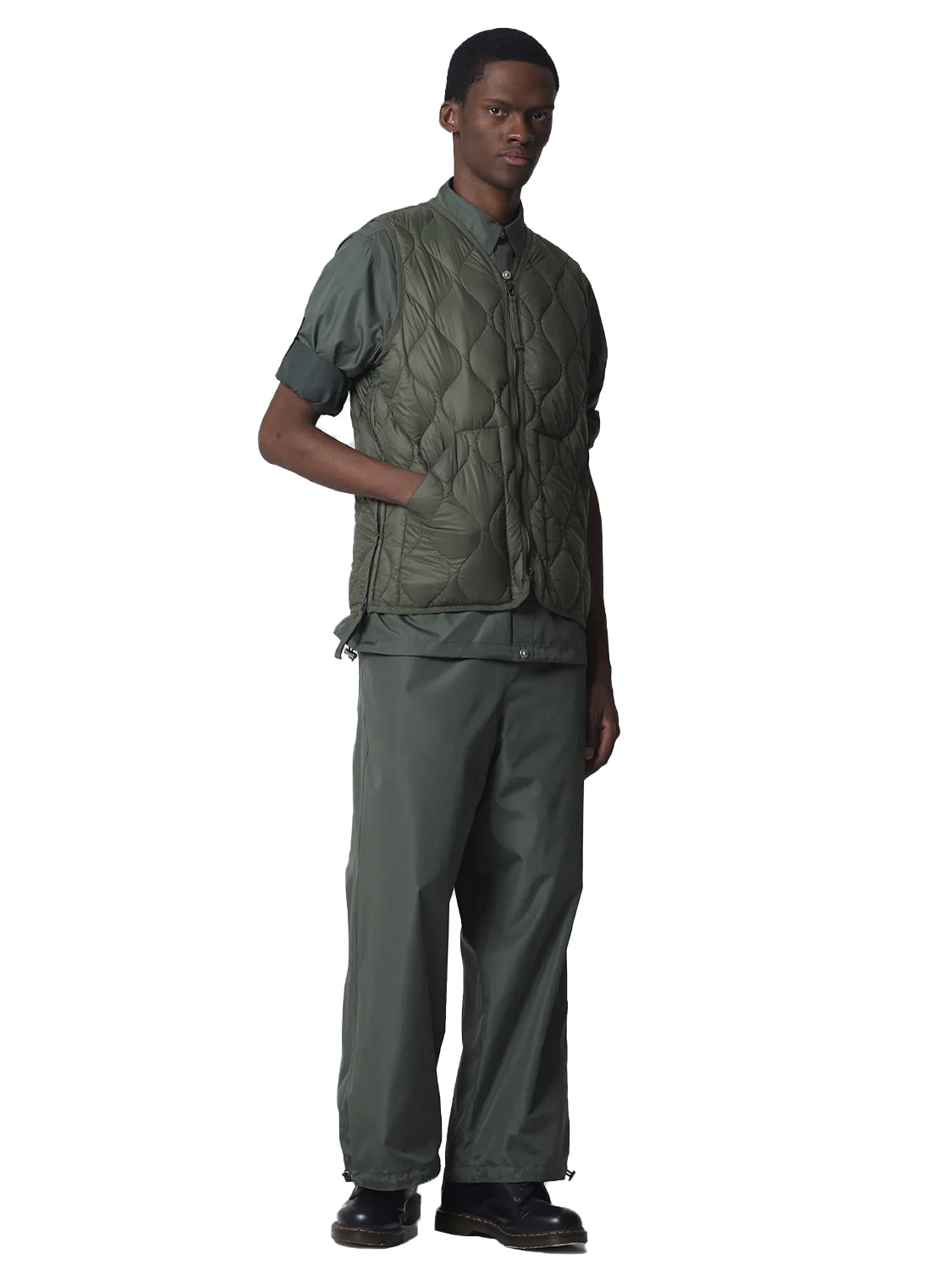 Gilet Military V Neck W-Zip Down TAION Unisex - Verde