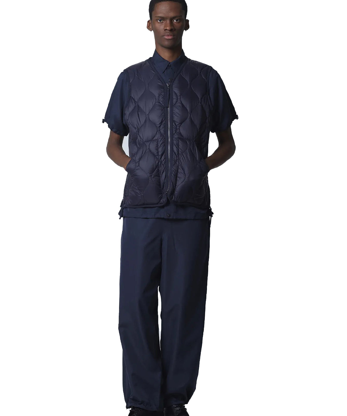 Gilet Military V Neck W-Zip Down TAION Unisex - Blue