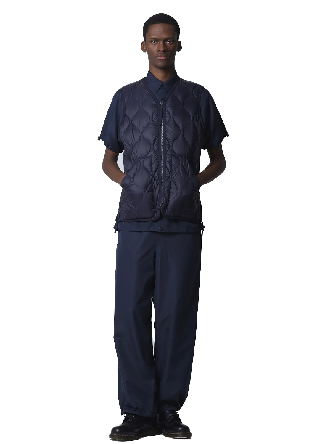 Gilet Military V Neck W-Zip Down TAION Unisex - Blue