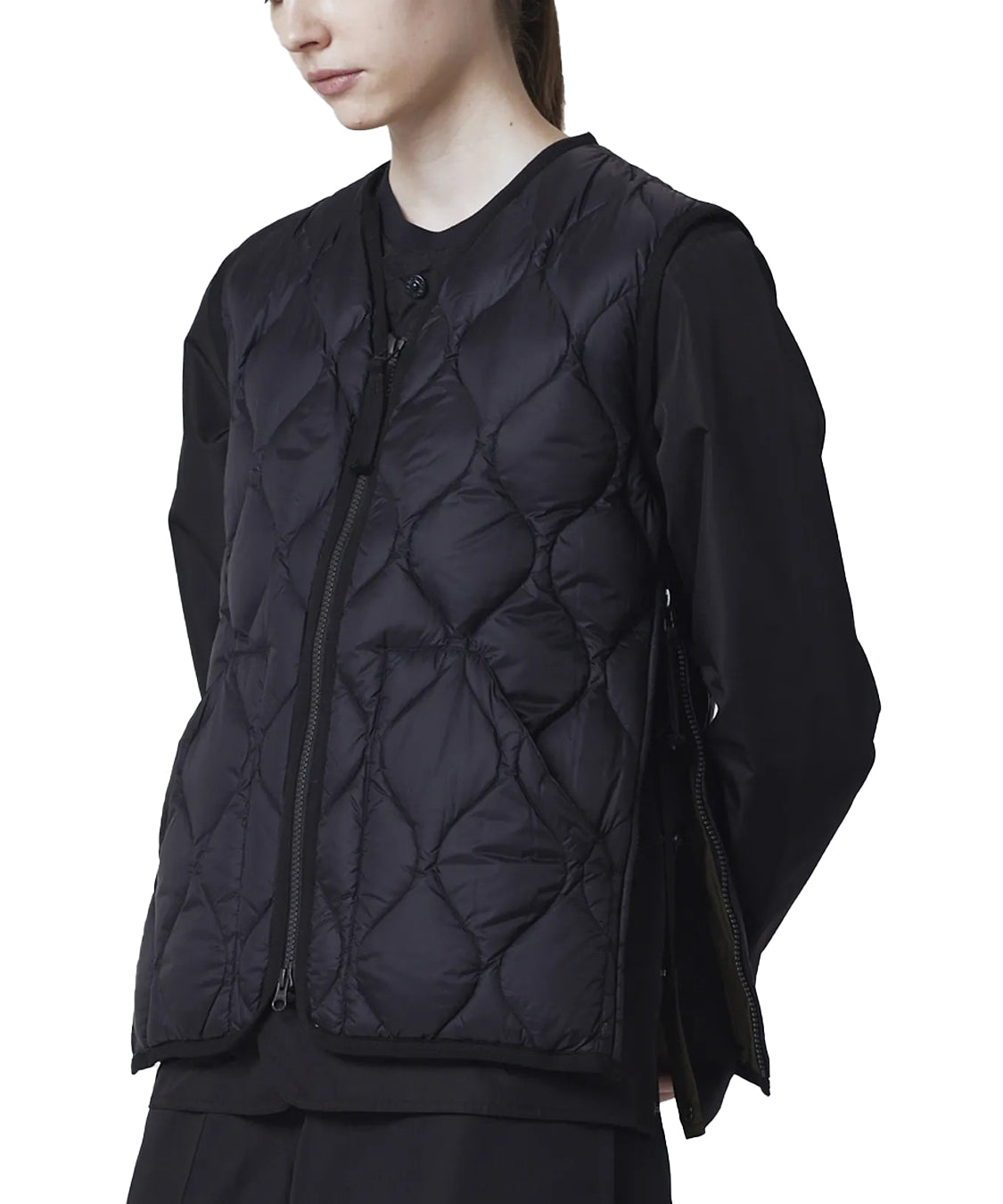 Gilet Military V Neck W-Zip Down TAION Unisex - Nero