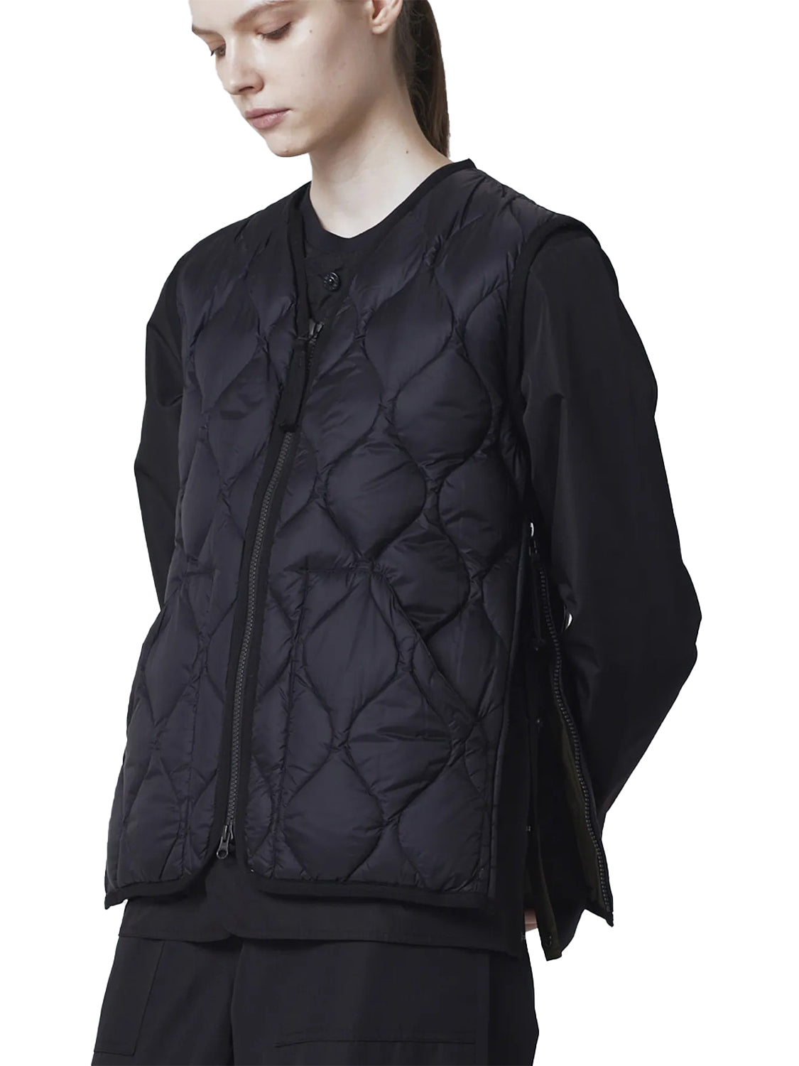Gilet Military V Neck W-Zip Down TAION Unisex - Nero