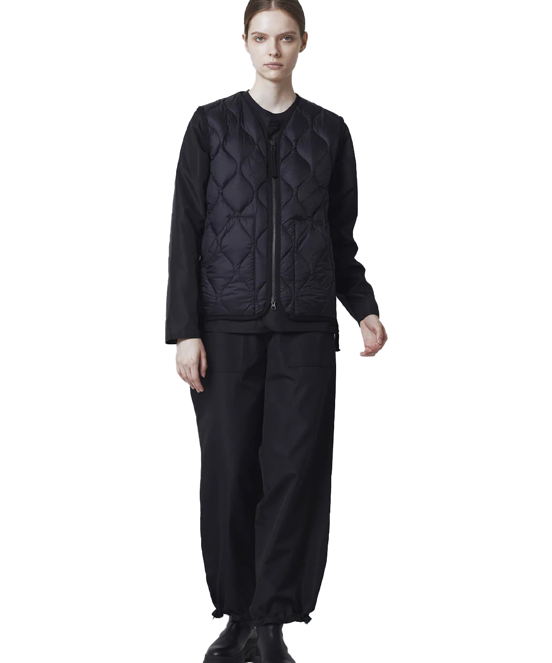 Gilet Military V Neck W-Zip Down TAION Unisex - Nero