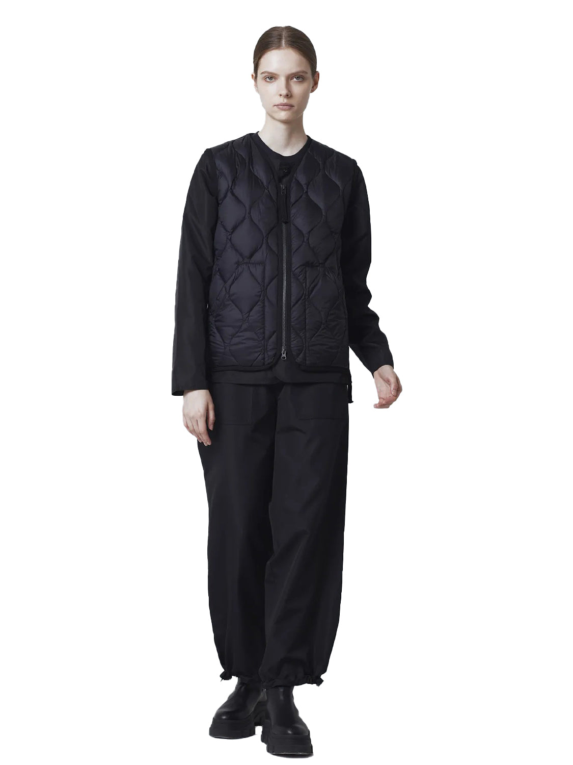 Gilet Military V Neck W-Zip Down TAION Unisex - Nero