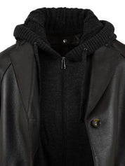 Giubbotto Sun con davantino in maglia staccabile con cappuccio THE JACKIE LEATHERS Donna - Marrone