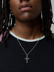 Collana Multicolor Stone Cross TWOJEYS Unisex - Argento