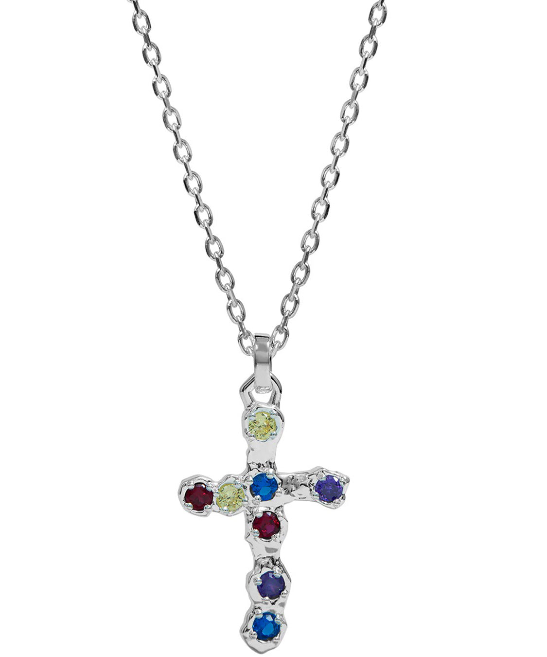 Collana Multicolor Stone Cross TWOJEYS Unisex - Argento