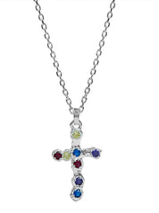 Collana Multicolor Stone Cross TWOJEYS Unisex - Argento