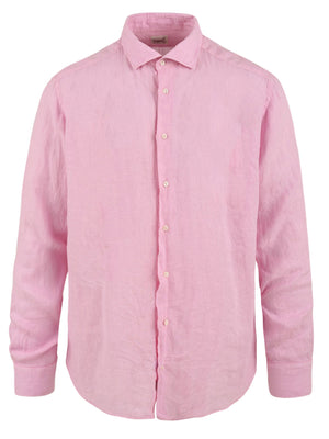 Chemise homme regular en lin rose