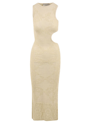 Women's dress with ton sur ton geometric design