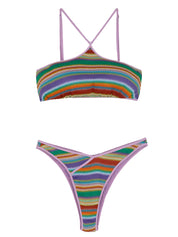 Bikini femme au crochet multicolore