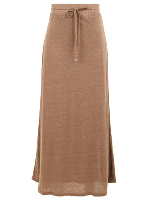 Jupe femme marron avec cordon de serrage à la taille