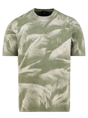 Green tie dye patterned men's t-shirt