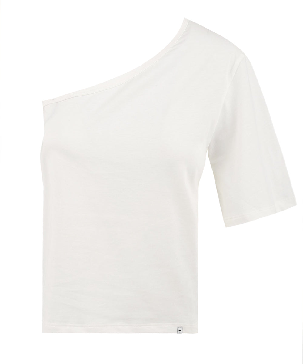 T-shirt bianca monospalla WOC Donna