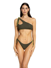 Costume Top Monospalla Con Slip Laccetti Soft Top 4GIVENESS Donna - Verde