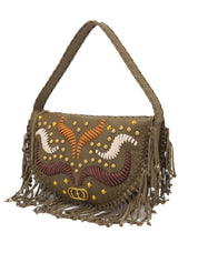 Borsa Jungle Fringe Shoulder LA CARRIE Donna - Marrone