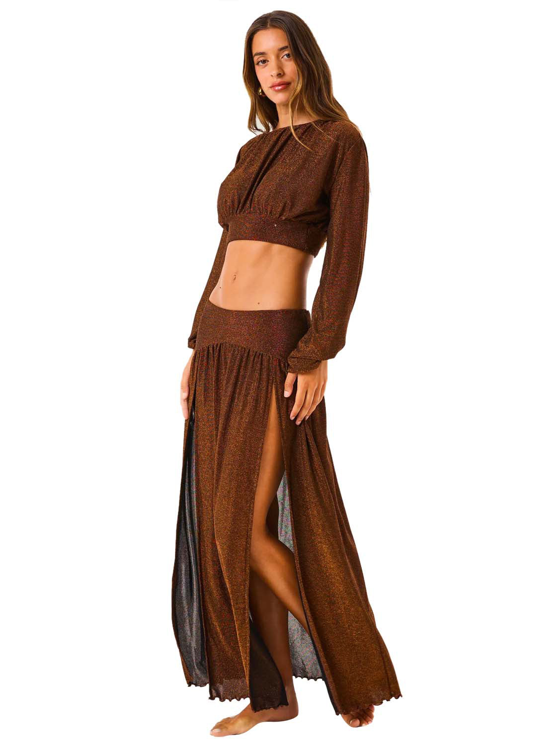 Gonna lunga glam lurex resort 4GIVENESS Donna - Bronzo