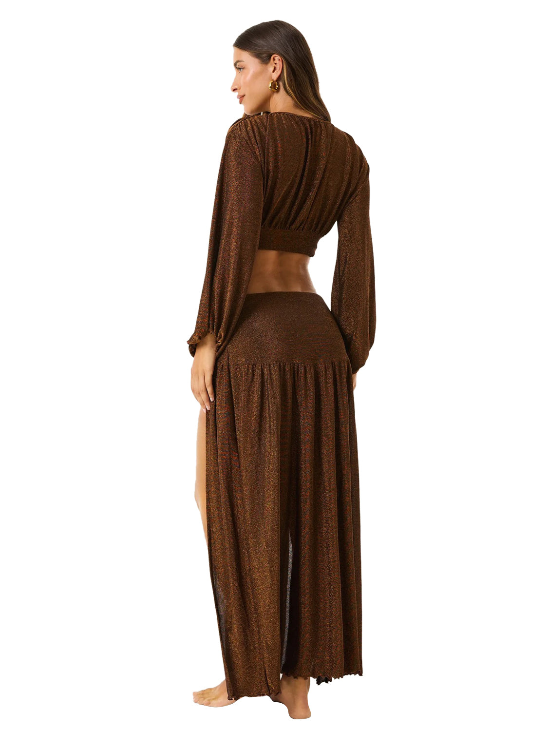 Gonna lunga glam lurex resort 4GIVENESS Donna - Bronzo