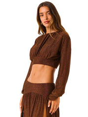 Top crop glam lurex resort 4GIVENESS Donna - Bronzo