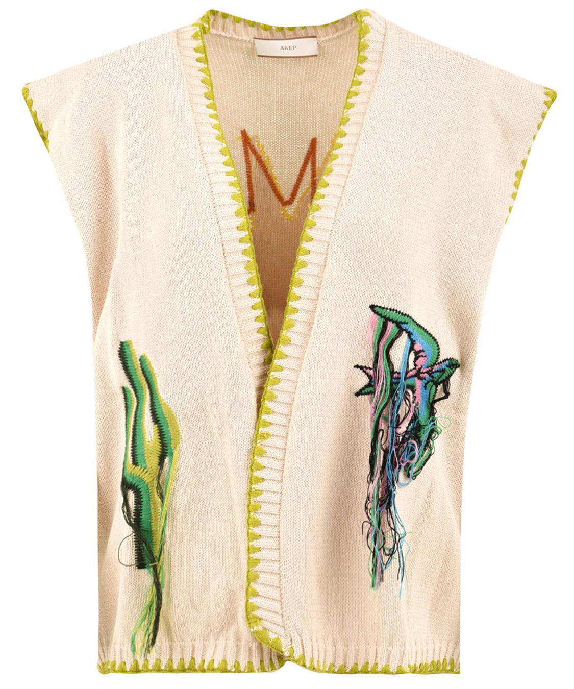 Gilet jacquard and embroidery AKEP Donna - Bianco