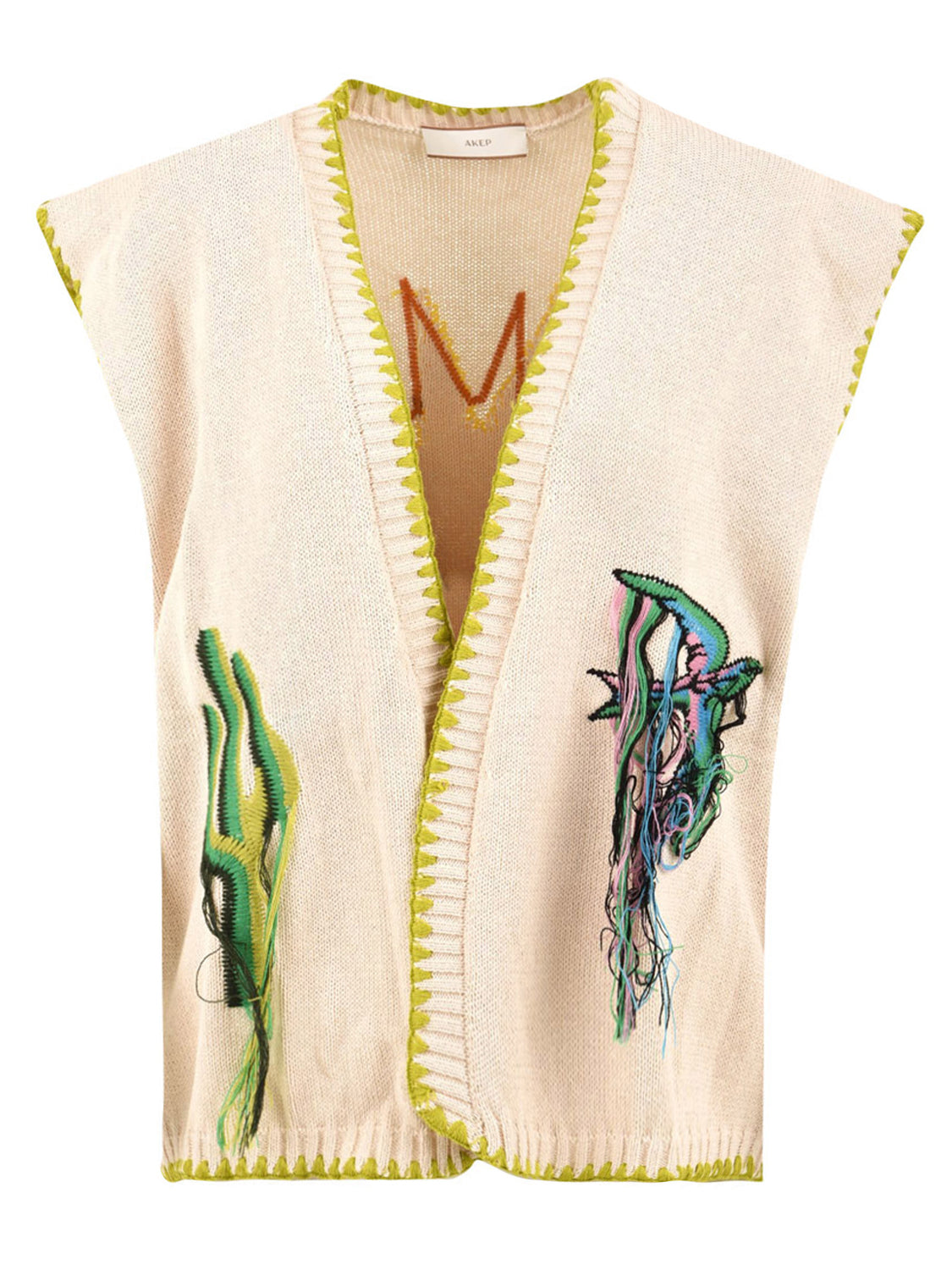 Gilet jacquard and embroidery AKEP Donna - Bianco