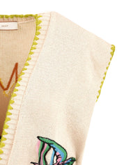 Gilet jacquard and embroidery AKEP Donna - Bianco