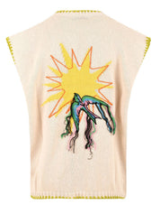 Gilet jacquard and embroidery AKEP Donna - Bianco