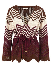 Cardigan chevron AKEP Donna - Rosso