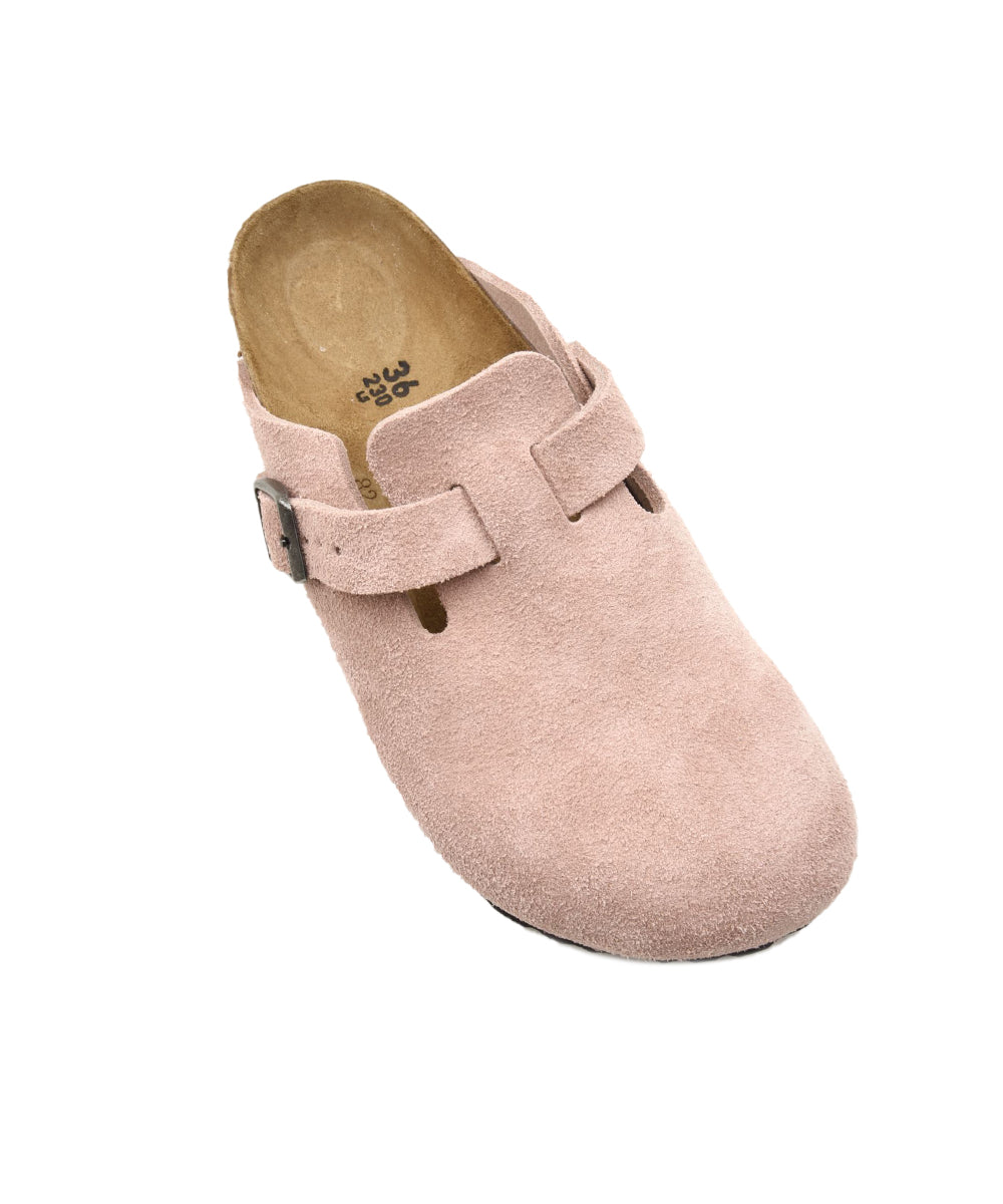Sabot Boston Suede Leather BIRKENSTOCK Unisex - Rosa