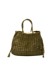 Borsa Santa Cano Cannage Weave con Cotton Drawstring DRAGON DIFFUSION Donna - Verde