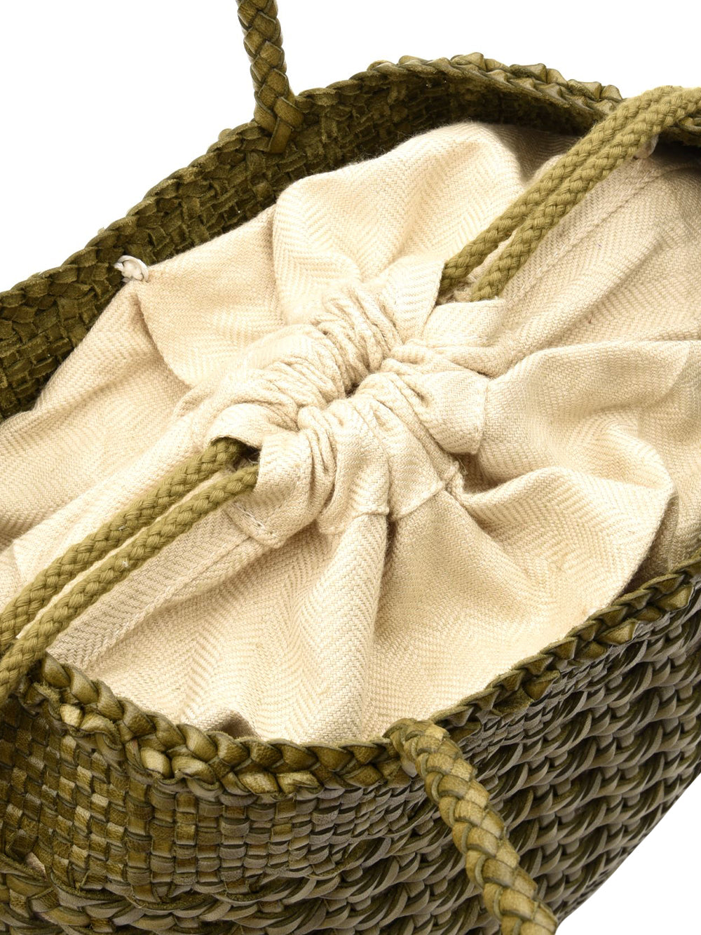 Borsa Santa Cano Cannage Weave con Cotton Drawstring DRAGON DIFFUSION Donna - Verde