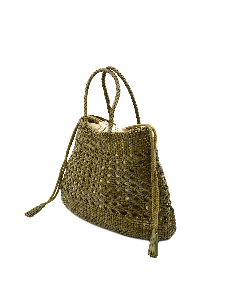Borsa Santa Cano Cannage Weave con Cotton Drawstring DRAGON DIFFUSION Donna - Verde